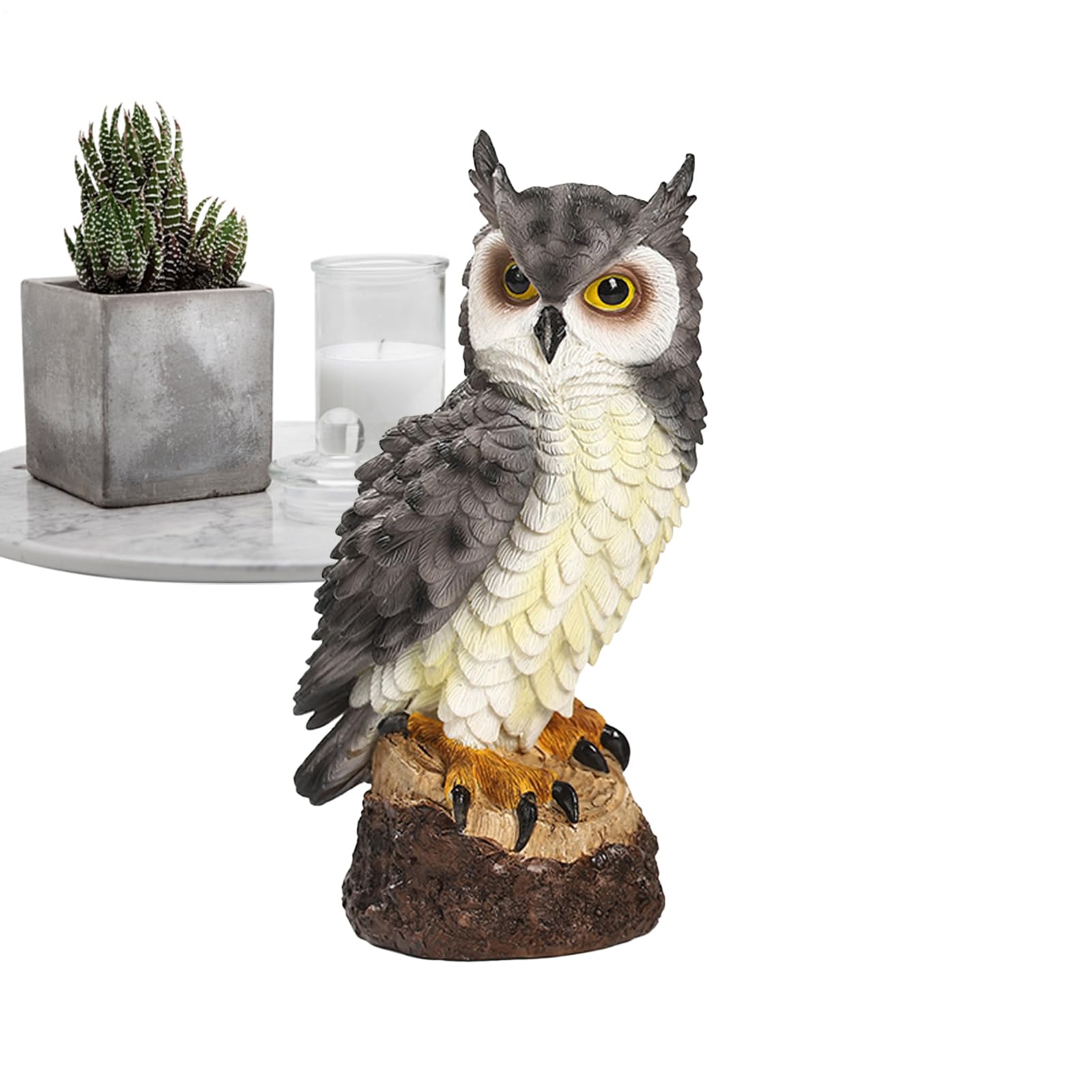 Statue de chouette épouvantail de jardin réaliste pour balcon terrasse et étang