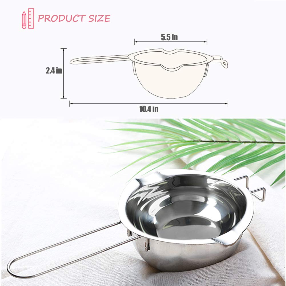 Olla de acero inoxidable de doble caldera para derretir chocolate, dulces y velas (acero 18/8, capacidad de 2 tazas, 16.2 fl oz) 3