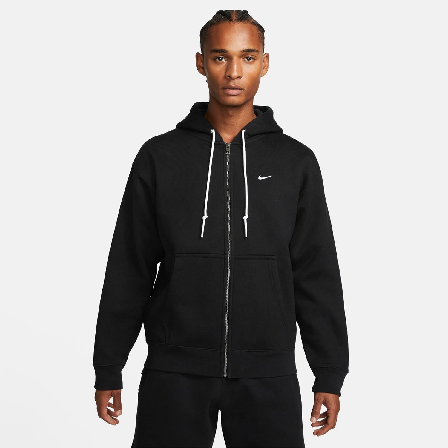 Black Solo Swoosh Full-Zip Hoodie by Nike - Image 2