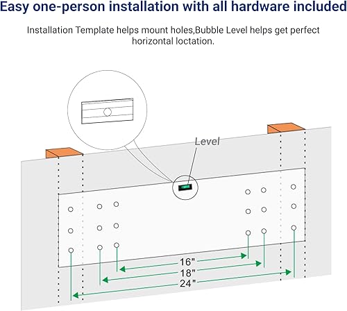 Vista 27 de FLEXIMOUNTS Estantería de pared de garaje, 1 x 4 pies, incluye 6 ganchos para bicicleta, sistema de organización de garaje con ganchos para Negro