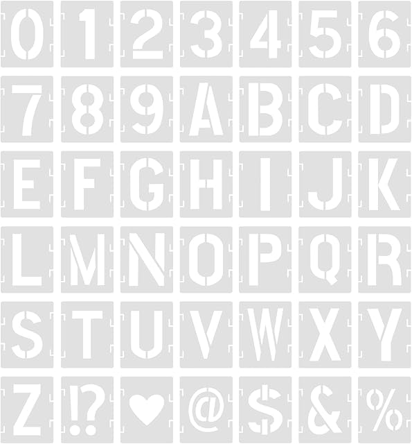 SAVITA 42pcs Letter Stencils, 1 inch Reusable Plastic Letter Number Templates Alphabet Stencils Symbol Numbers Stencils for Painting DIY Art Projects Decoration
