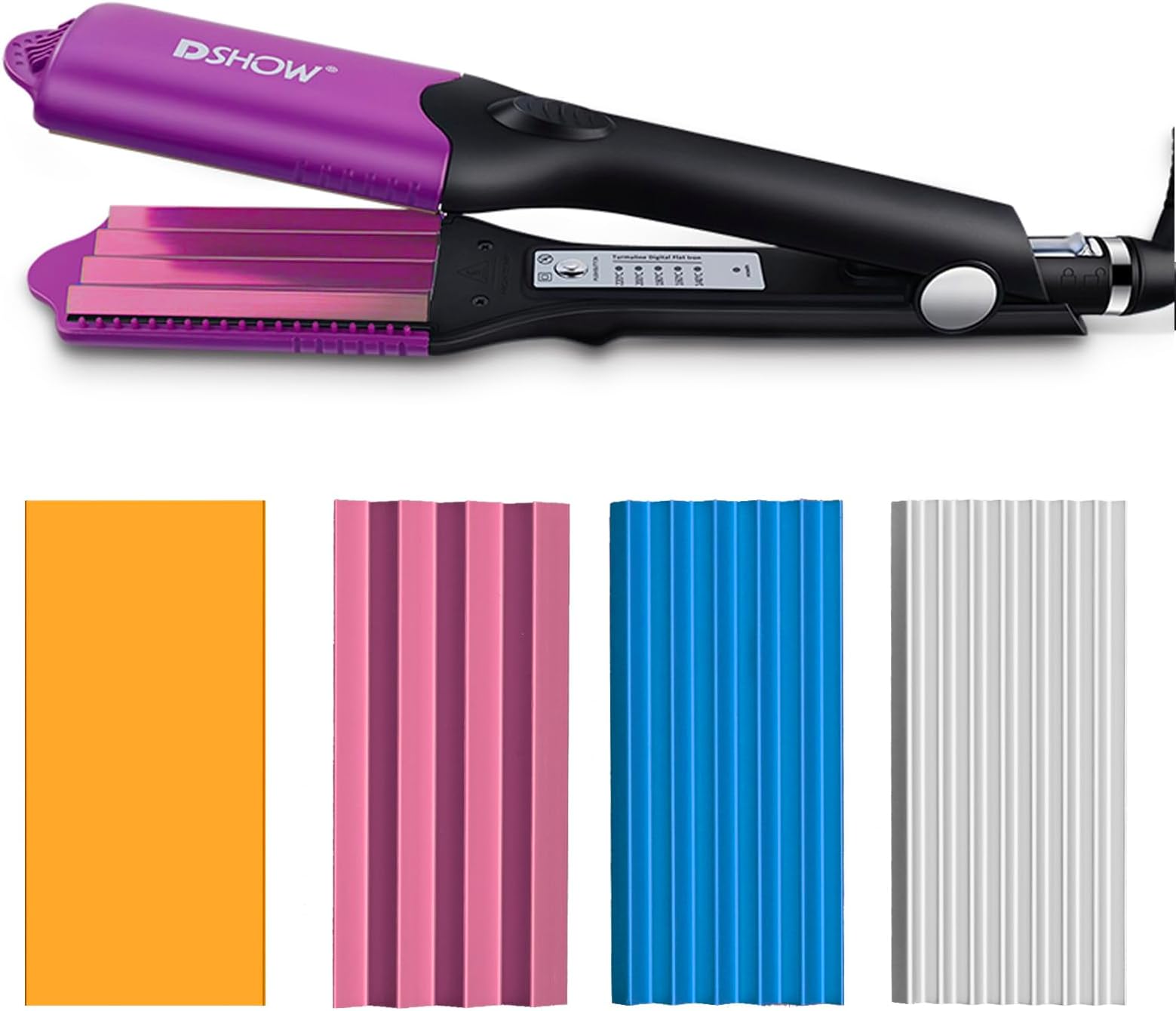 DSHOWHair Crimper for Women with 4 Interchangeable Plates, Crimper Hair Iron Volumizing Flufft Hairstyle Crimping Iron for Hair with 5 Heat Settings & 60 Min Auto Off