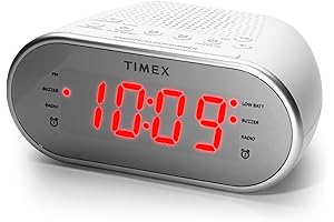 Timex Digital Alarm Clock Radio With AM/FM, 20 Station Presets, Time Display