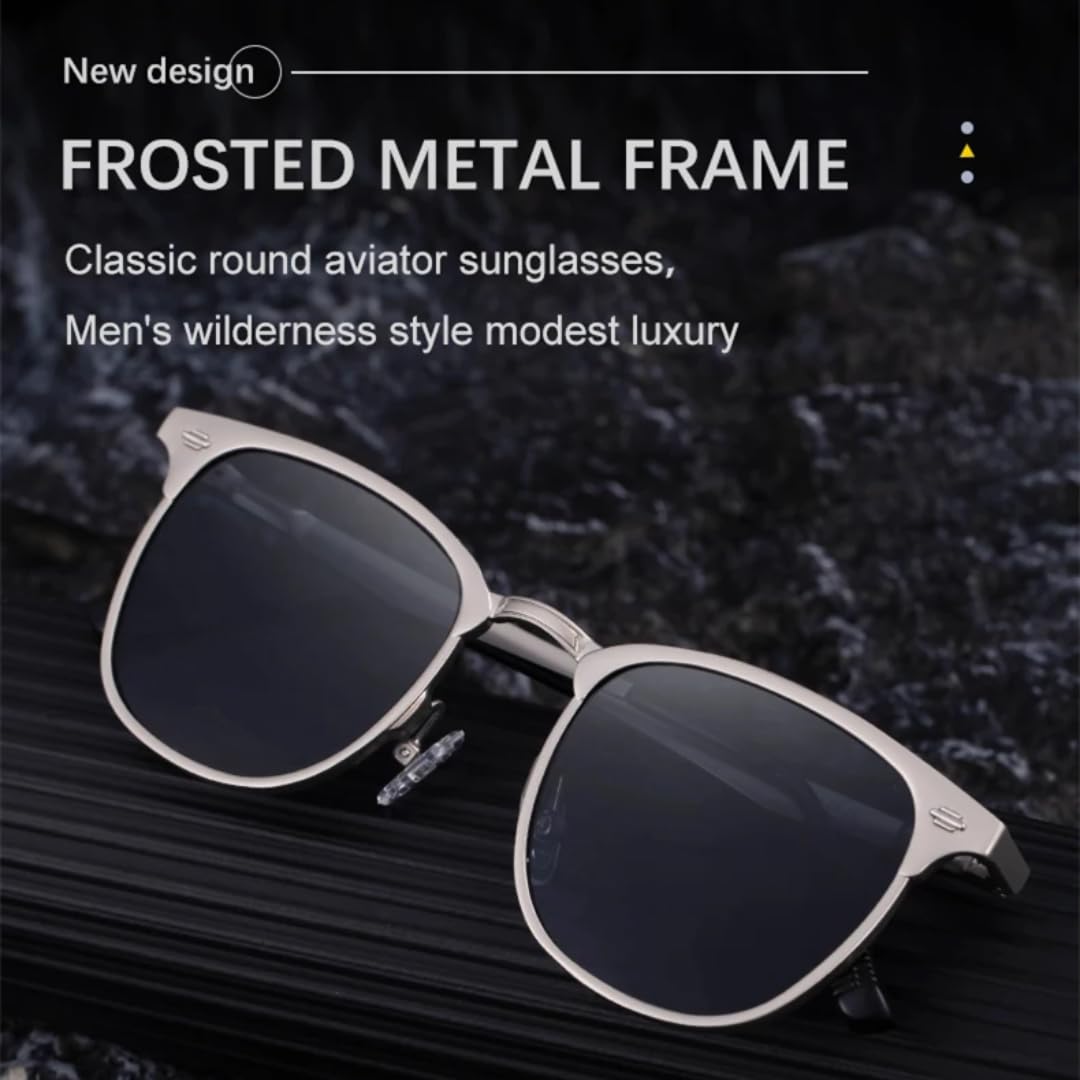 Gafas de sol de lujo para hombre con montura metálica, estilo retro punk, ideales para conducir, con protección UV400.