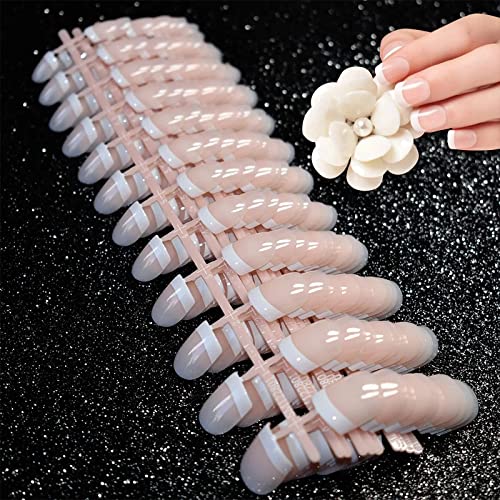 Falsche Nägel, 240 Stück 12 verschiedene Größen Natürliche französische Künstliche Fingernägel und False Nail Tips, French Style ABS Fake Nails für DIY Maniküre Dekoration Cover