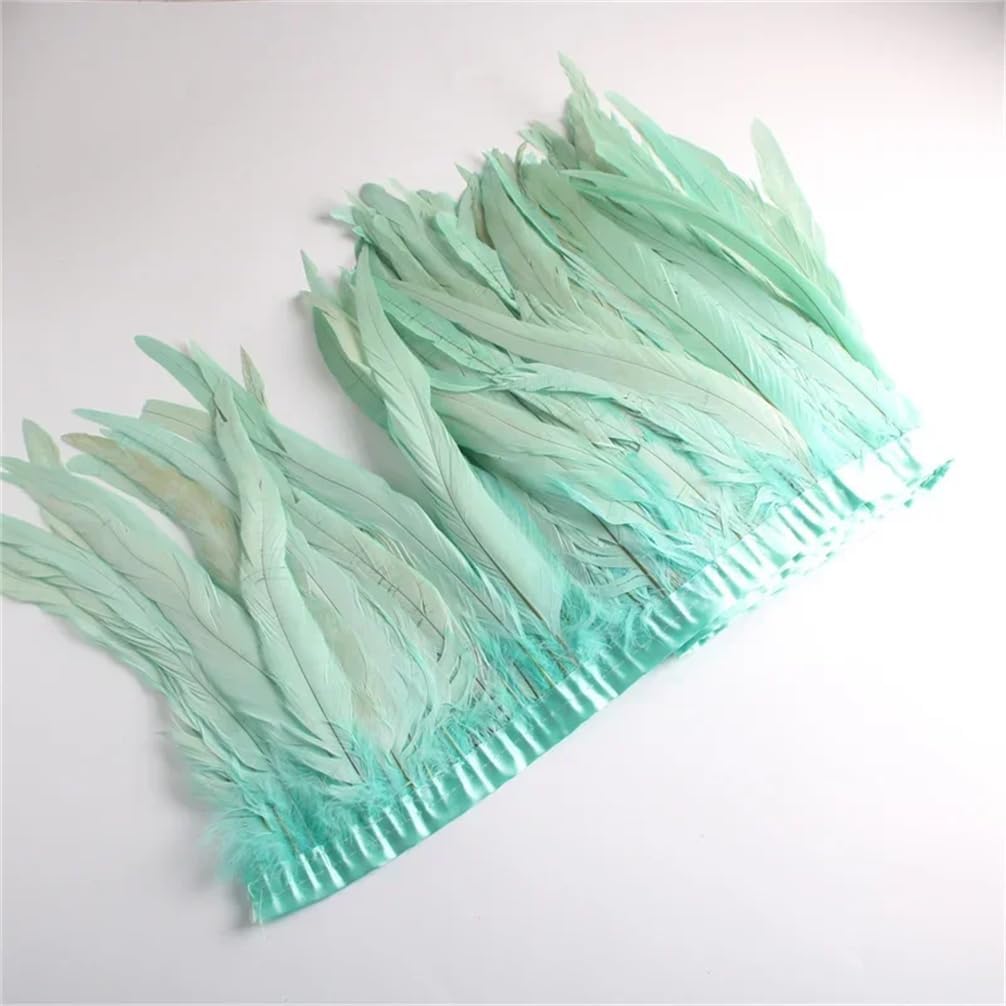 10 Yard/Lot Rooster Tail Feathers Trims for Needlework DIY Handicrafts 25-30 Cm Fringes for Clothes Accessories Mint EN8 10 Yard