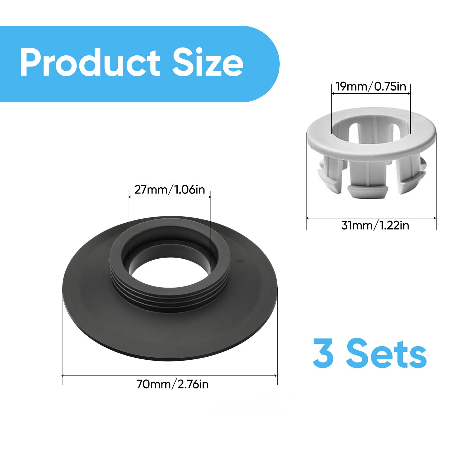 Ideal Standard Flush Valve Seal, 3 Pack Toilet Flush Valve Seal & Clip, Replacement for SV01967 - Image 2