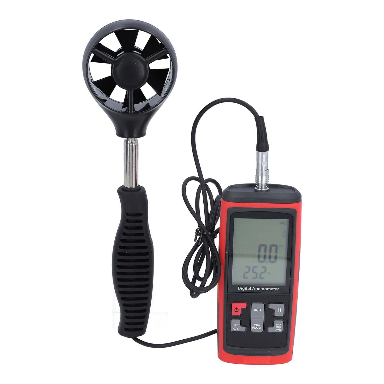 Anemometr Cyfrowy CFM CMM, Ręczny Miernik Prędkości Przepływu Powietrza z Rozszerzonym Czujnikiem Wiatru, Mierzy prędkość Wiatru, temperaturę i wilgotność Przepływu Wiatru,