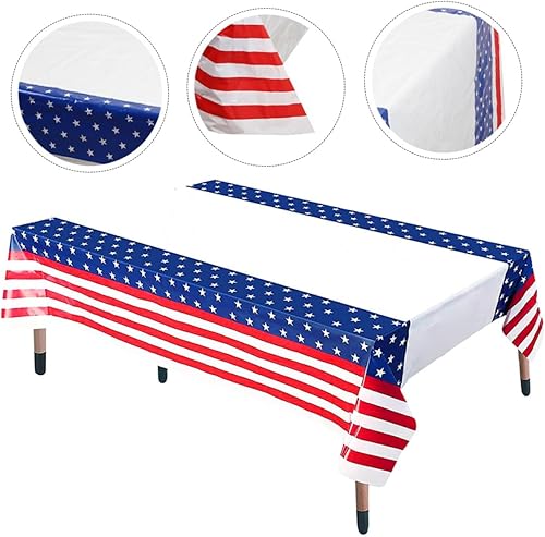 Miniatura 3 de Disposable Independence Day Tablecloth for Buffet Parties Patriotic Theme Party Table Cover and Use Kitchen Table Decoration
