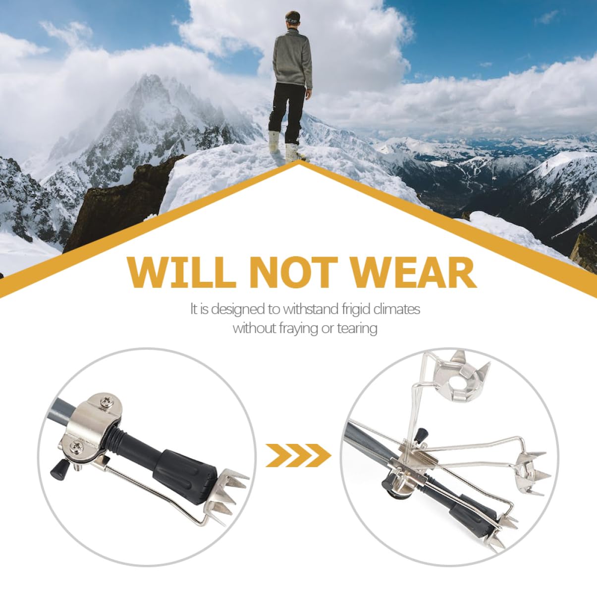 TOYANDONA 3 Attacco Antiscivolo per Inverno Accessori per Escursionismo su Superfici Ghiacciate Inossidabile con Punte Resistente per Arrampicata su Neve
