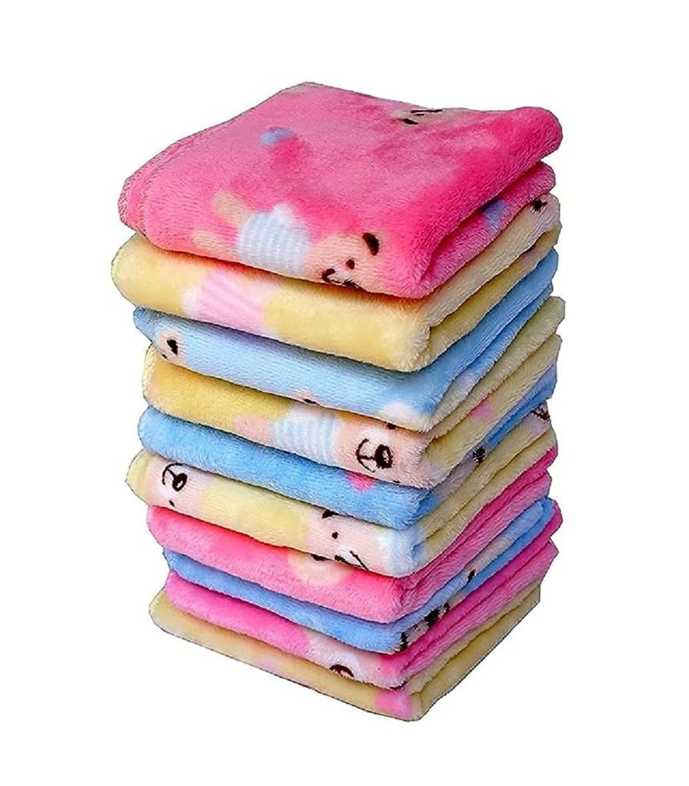 Cotton Face Towels For Newborn Baby Extra Soft 200 Threadcount Hankies Reusable Napkins For Infants Toddlers (25X25 Cm) (Pack Of 6 &12) (Colours And Print As Per Availability) (6), White-image-23