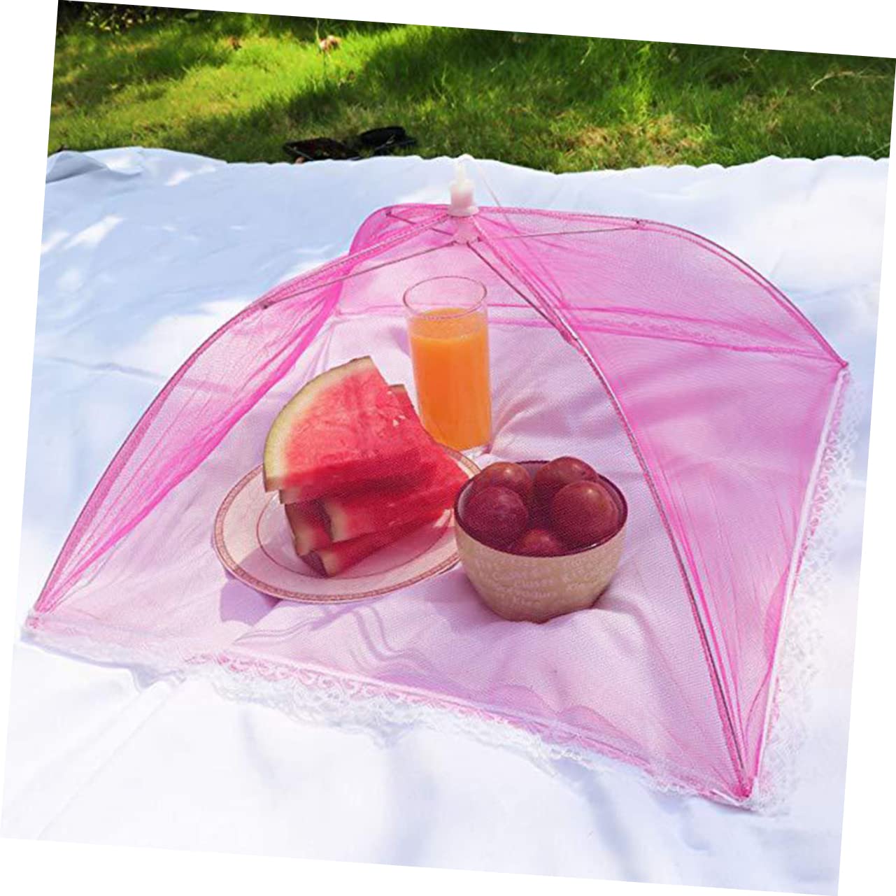 TOPINCN Copertura Pieghevole Per Alimenti A Ombrello, Rete Protettiva Per Picnic E Barbecue, Rosa