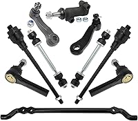 TRQ 10-Piece Front Steering & Suspension Kit for Chevy Silverado, GMC Sierra, Hummer H2 - Idler Arms, Tie Rods, Center Link