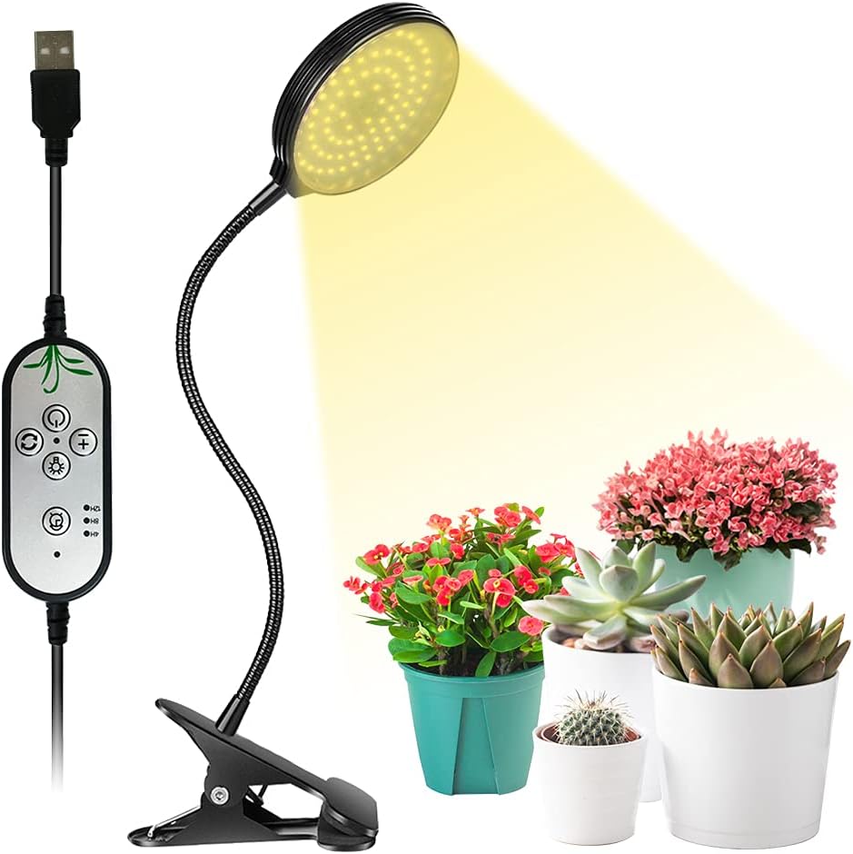 Grow Light 45W Sunlike Full Spectrum LED Plant Grow Lights with Timer Auto On/Off 4/8/12H Waterproof Grow Lamp for Indoor Plants, 5 Dimmable Levels, Adjustable Gooseneck