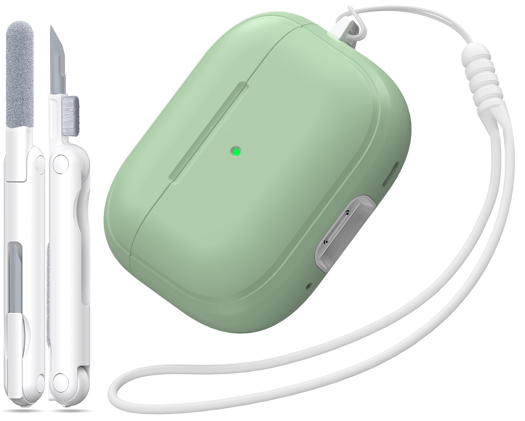 MHYALUDO Funda para AirPods Pro de 2ª generación, Funda para AirPods Pro de Silicona Suave anticaída de Grado Militar Que Absorbe los Golpes, Tacto de Piel con Llavero y Kit de Limpieza,Negro — view 20