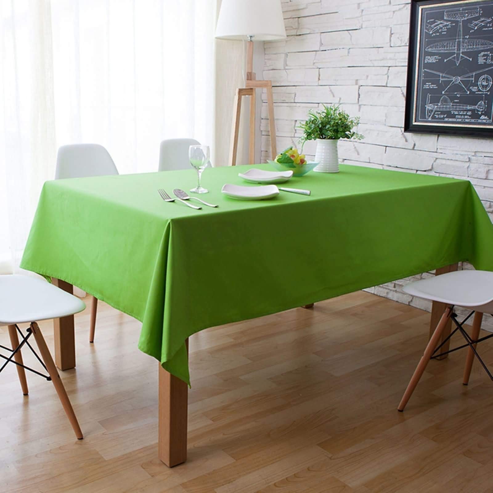 Mantel Antimanchas Rectangular Verde Mesa, Color Sólido, de Algodón Lavable, 140 x 180 cm, Mantel para Comedor y Cocina