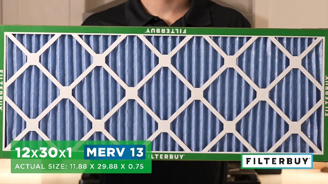 Image of Filterbuy 12x30x1 Air Filter MERV 13 Smoke & Allergy Defense (4-Pack) | Electrostatic Pleated HVAC AC Furnace Filters Replacement, Made in USA (Actual Size: 11.88 x 29.88 x 0.75)