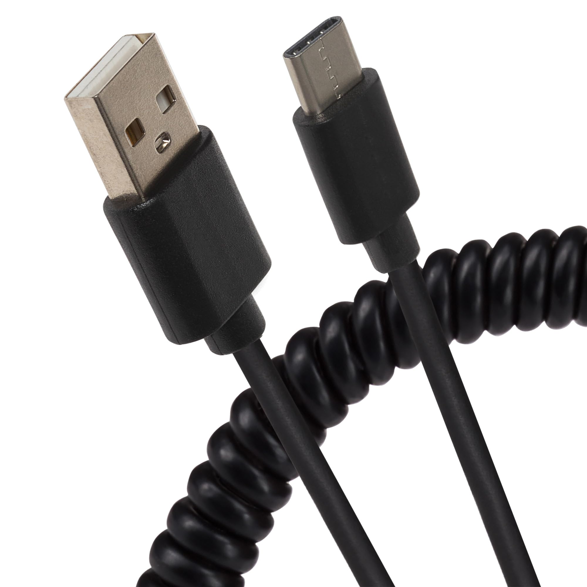 Maplin Black Usb-A To Micro Usb-B Coiled Curly Cable Extending To 1.0M