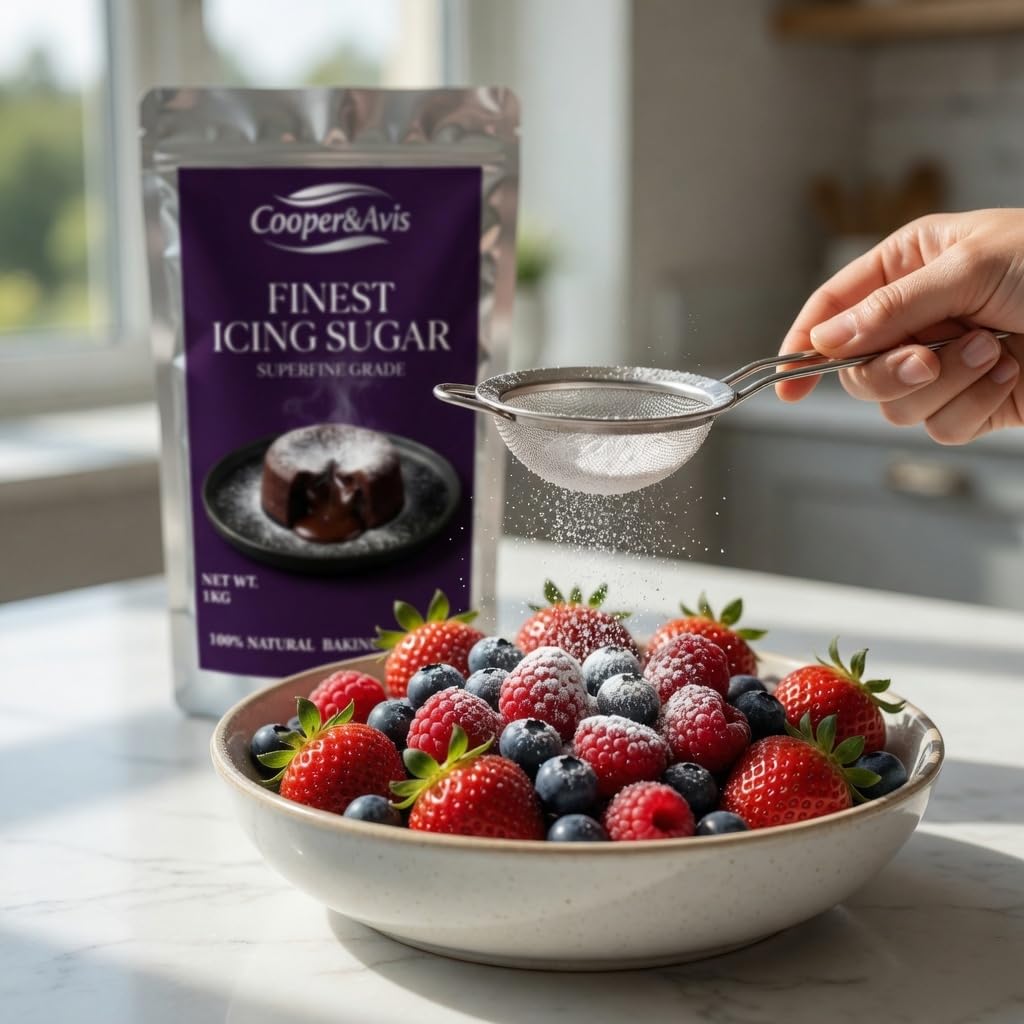 Cooper & Avis Finest Icing Sugar, 1kg, Superfine Grade, Pure Powdered Sugar for Baking, Frosting, Glazes & Confectionery 3