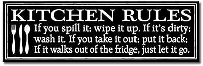 My Word Happiness is A Kitchen Full of Family Decorative Home Wooden Signs, Black/White (60029)