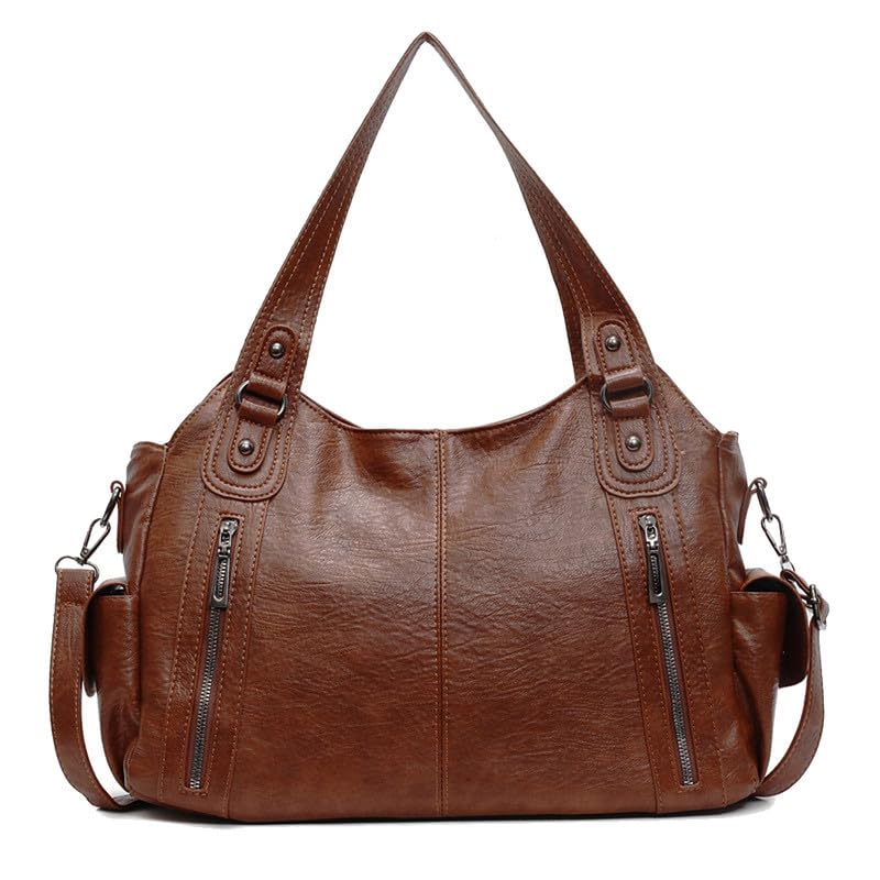 Borsa a spalla Borsa Bauletto Grande Borsa a mano con Tracolla da Donna in Pelle Sintetica Sacchetto Tote Borse Manici Donne Borsetta Borsa a tracolla Marrone