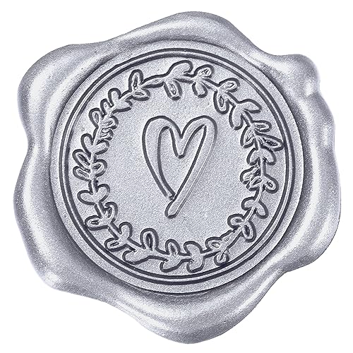 Whaline 50Pcs Embossed Wax Seal Stickers Silver Heart Pattern Envelope Seal Decals Self-Adhesive Stamp Sticker for Wedding Invitations Greeting Cards Birthday Party Gift Supplies DIY Craft,1.2 Inch