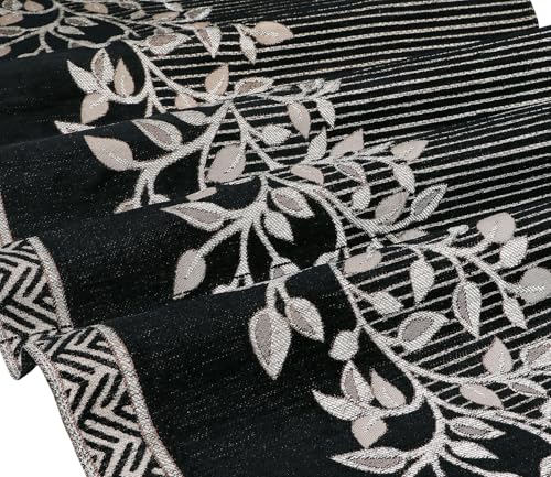 Image of Nendle Superior Velvet Floral Sofa Mat 4 Seater Set Cover Durable Protector for Living Room Sofa Set 2+2, Suitable for L Shape, Sectional and U Shape Sofa (Color Black, Pack of 2)