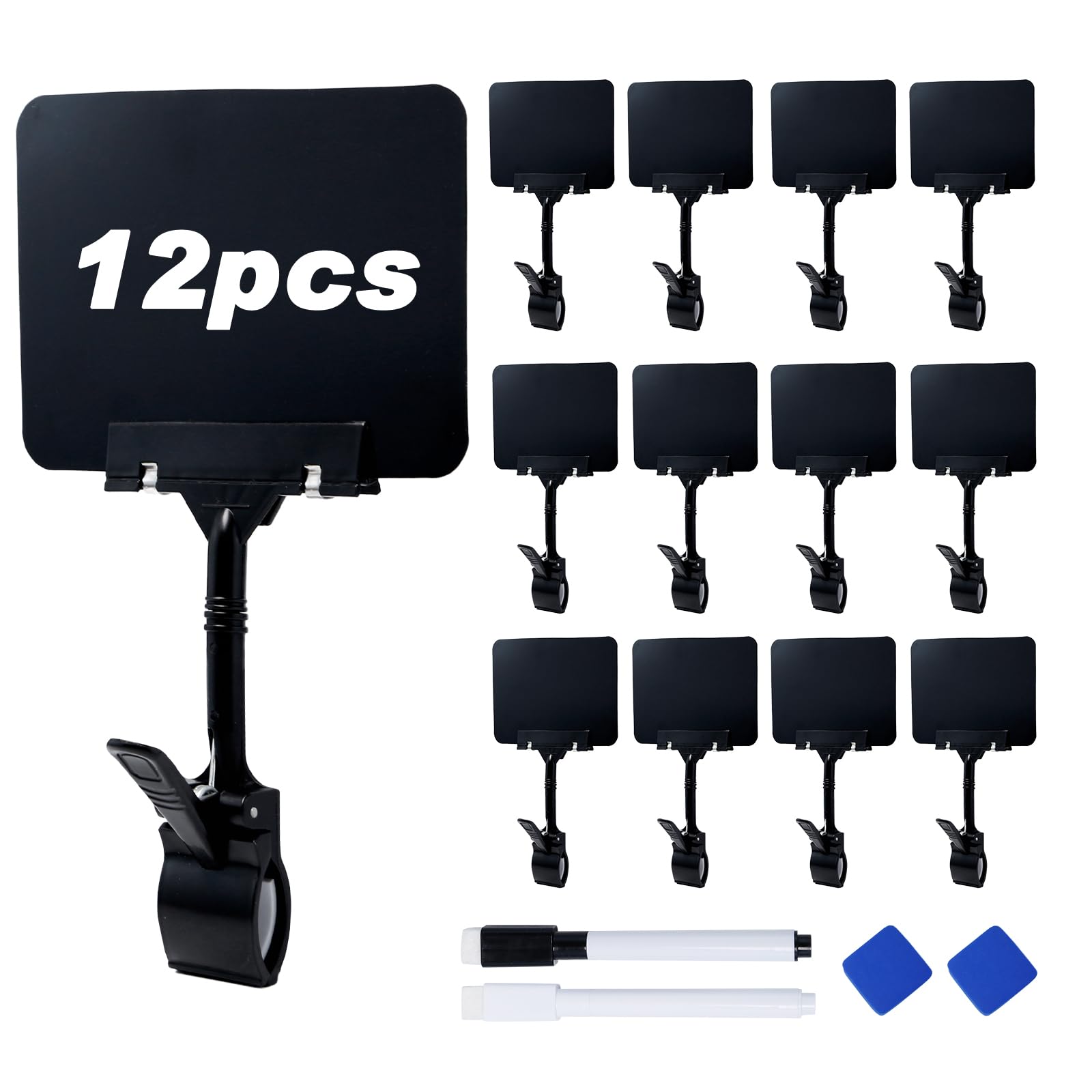 12 Pièces Pince Porte Etiquette Prix Rotative, Support D'étiquette de Prix pour Clip D'affichage Étiquettes Rotatif à Pince pour Marché de Produits, Centre Commercial, Supermarché