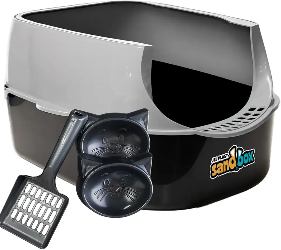 Caixa de Areia Para Gatos Alta Banheiro Sanitário Para Gato Grande (Cinza)