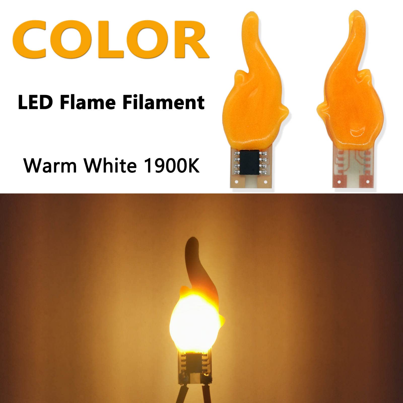 Lot de 50 ampoules Edison flamme flash DC3 DC4 V DC5 V 1900 K Blanc chaud Ampoule décorative 20 mA pour décoration de maison, fête, accessoires de bricolage, blanc chaud 1900 K, DC3-5 V