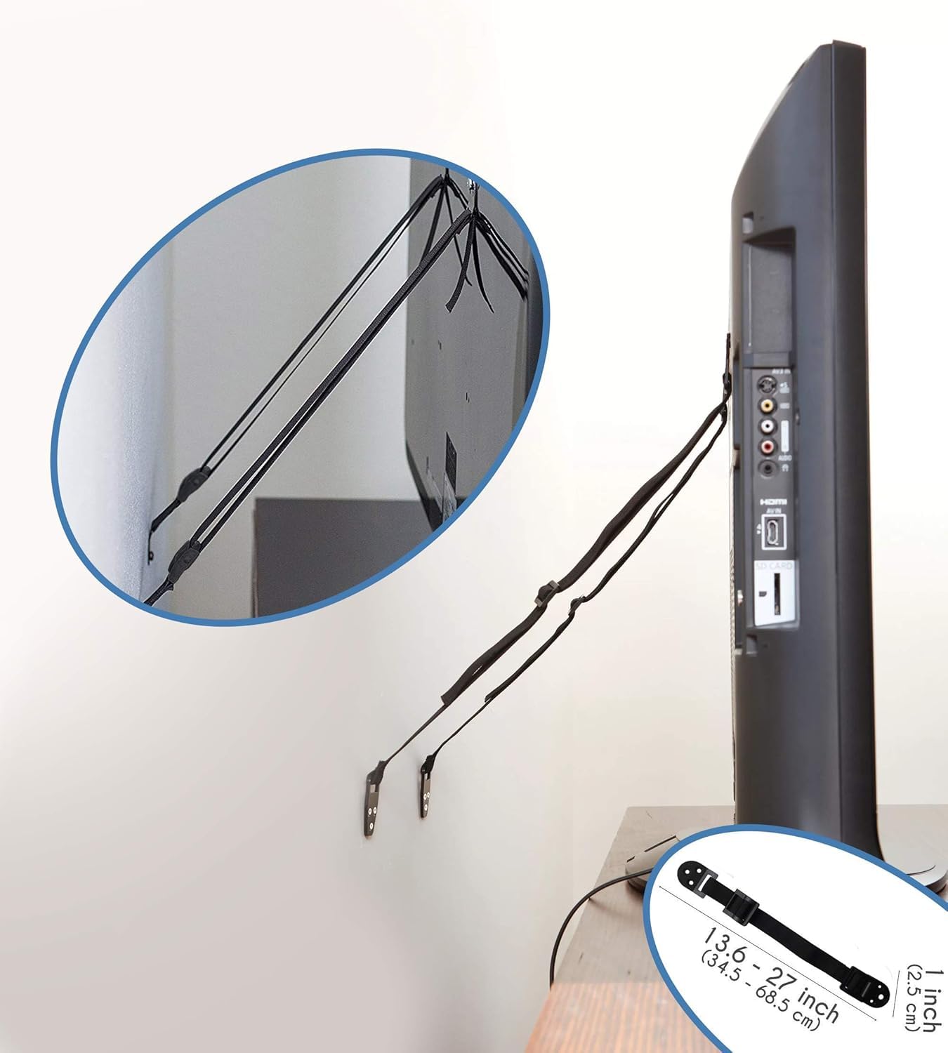 Boxiki Kids Anti Basculement Meuble Sangle Fixation Mur Kit 8 Sangles Sécurité Bébé Enfant Ancrage Anti-Renversement Réglable Noir