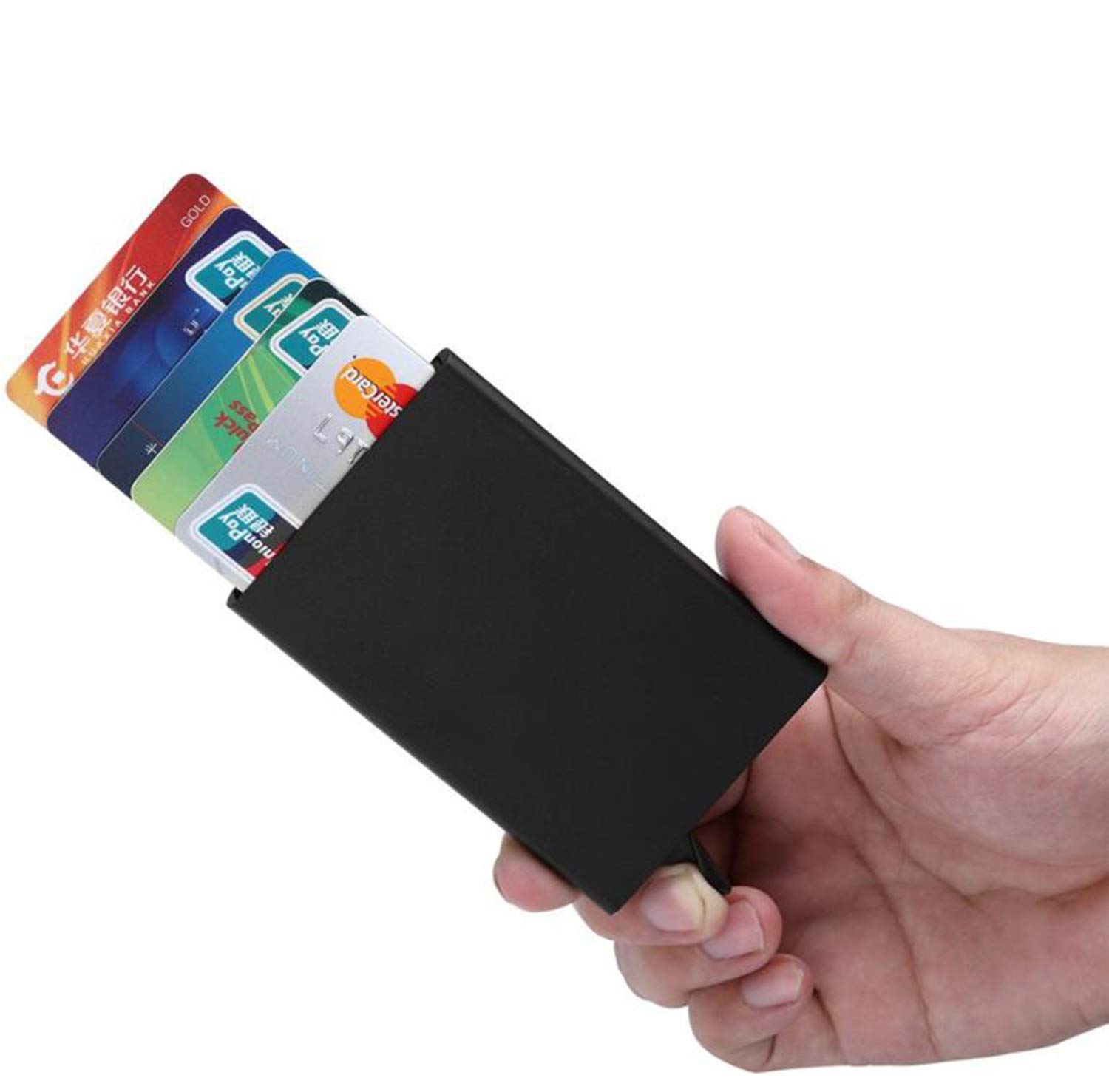Stealodeal Black RFID Blocking Aluminum ATM/Credit/Debit 6 Slots for Men & Women Puch Button Card Holder