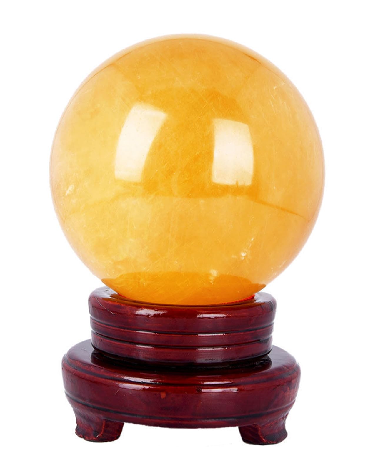 NHDVDVAV Natural Yellow Calcite Crystal Quartz Ball Figurine for Divination