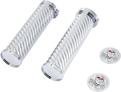 Miniatura 4 de Citanigo Manillar de motocicleta Puños de mano aptos para Harley Sportster Touring Dyna Softail (plata)