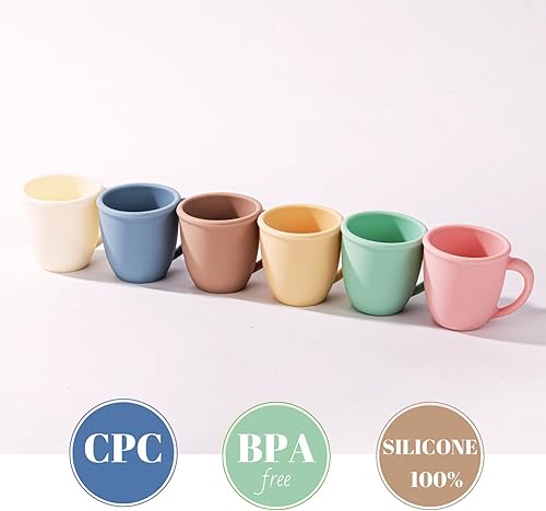Miniatura 3 de Taza de entrenamiento de silicona para bebés con asas para niños pequeños y niños, taza de aprendizaje abierta de más de 6 meses, 4 onzas, juego