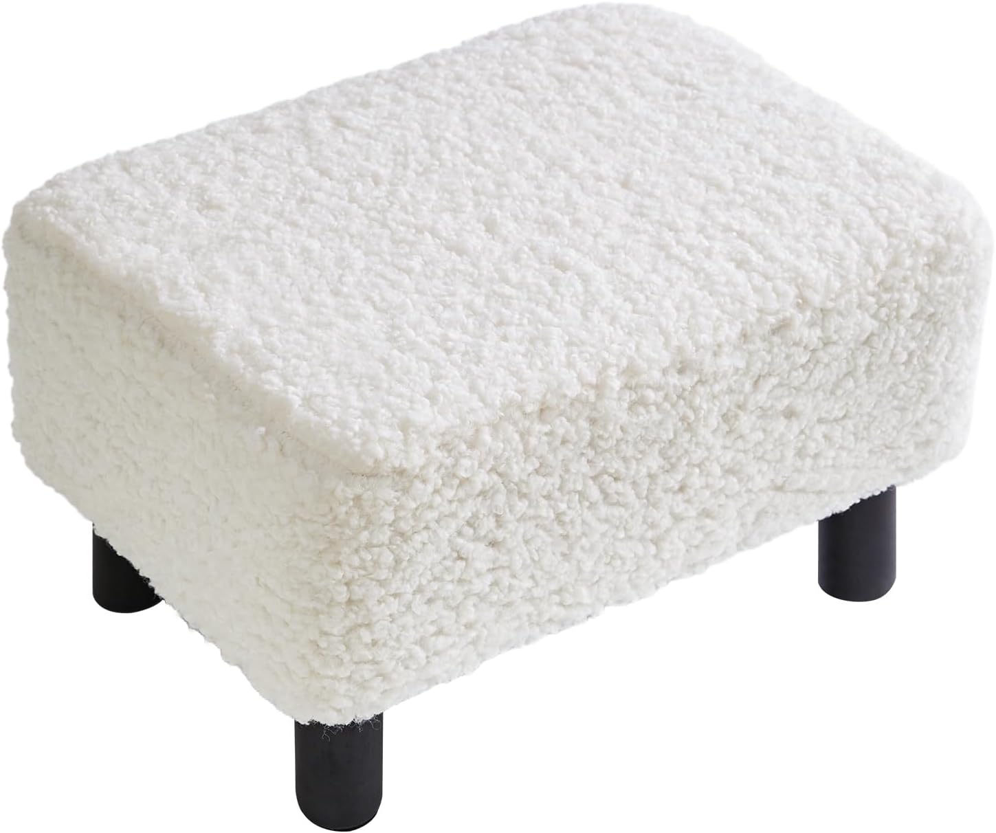 YMYNY Foot Stool Small, Foot Rest Ottoman with Stable Wooden Legs Under Desk, Sofa Footstool for Living Room, Bedroom,Office 16.54''L x 11.42''W x 9.06''H White URF-BD216