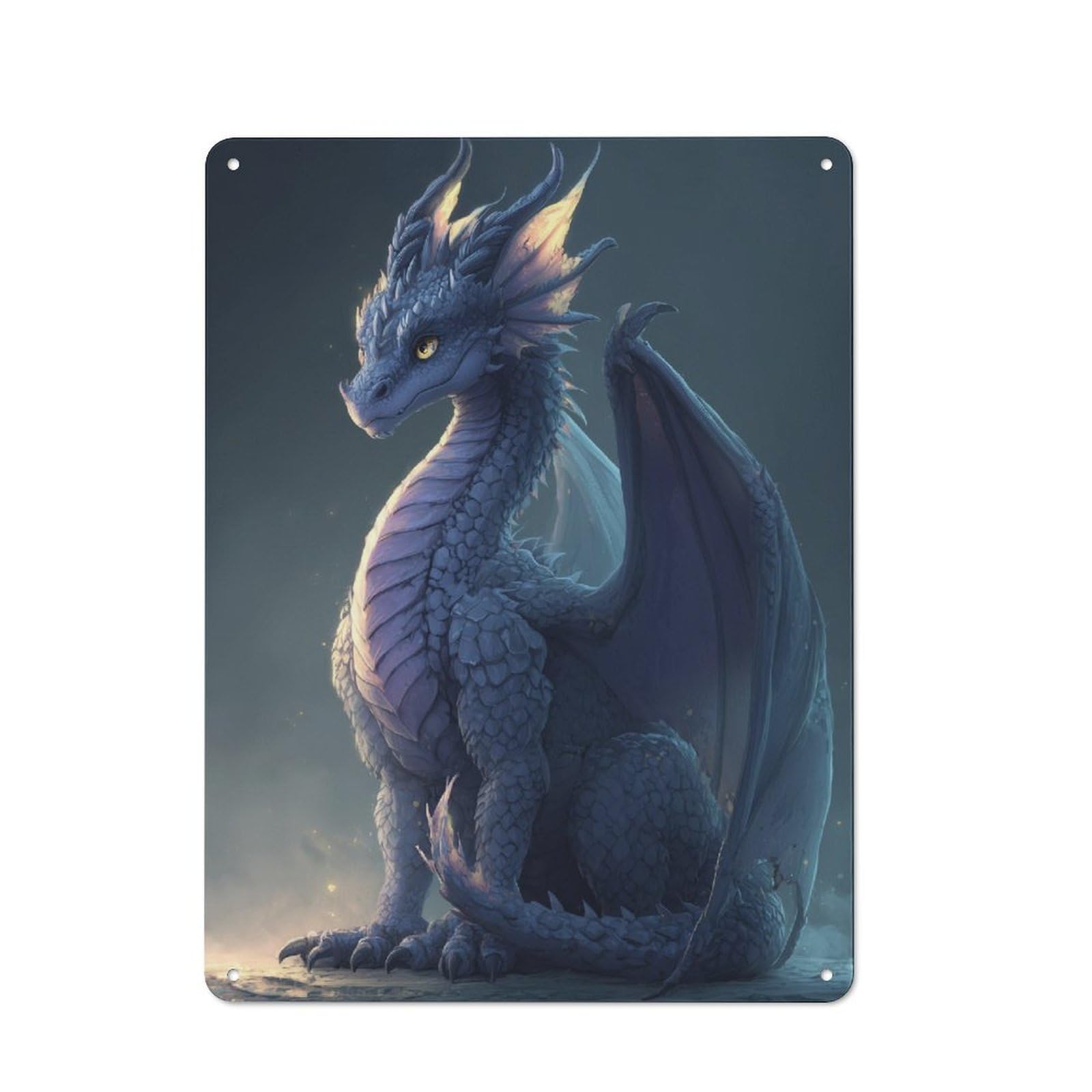 Understated Office Metal Sign 40x30cm Featuring Majestic Dragon Art, Studio Wall Plaque for Office, Study, Studio Or Hallway