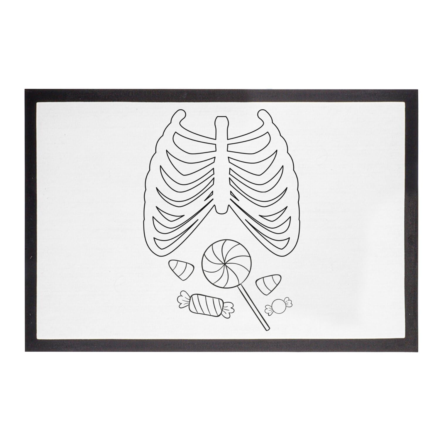 Paillasson Halloween blanc tapis de sol squelette et horreur radiographie bonbon 60x40cm