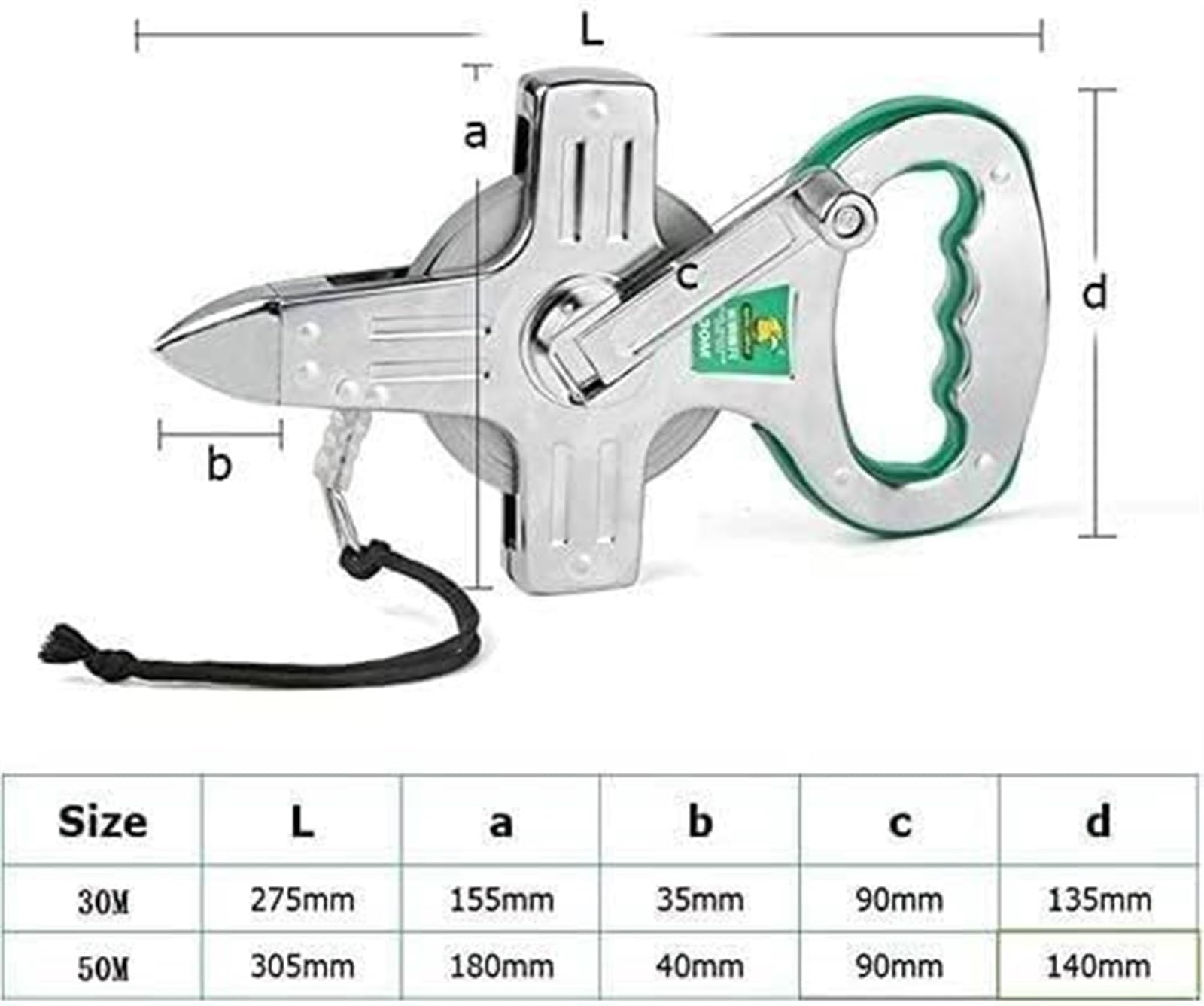 Herramienta de medición de cinta retráctil y portátil, regla blanda, cinta métrica 30M/50M/10M Regla de acero inoxidable Cinta métrica retráctil Herramientas de medición de construcción métrica (Size