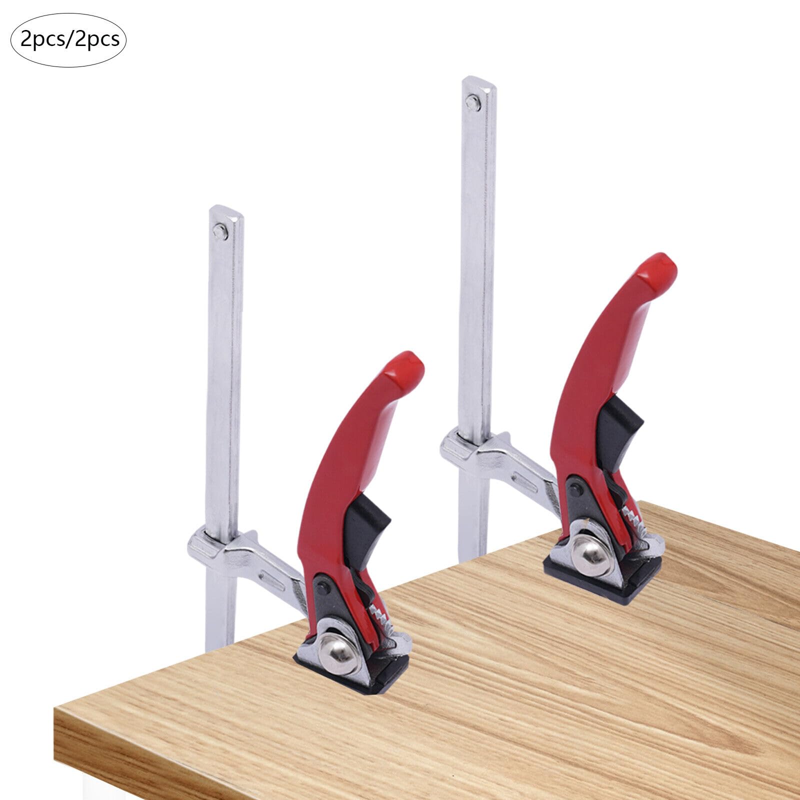 Lot de 2 pinces à cliquet pour le travail du bois - Outil de serrage rapide - Diamètre de serrage : 160 mm - Profondeur de serrage : 60 mm
