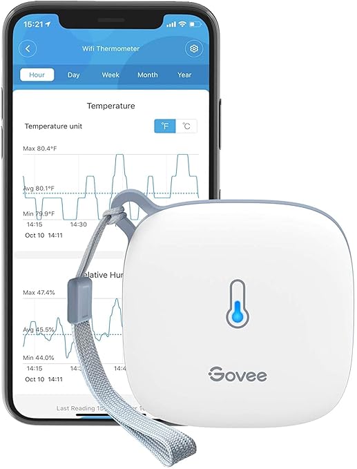 Govee WiFi Thermometer Hygrometer H5179, Smart Humidity Temperature Sensor with App Notification Alert, 2 Years Data Storage Export, Remote Monitor for Room Greenhouse (Only Support 2.4G Wi-Fi)