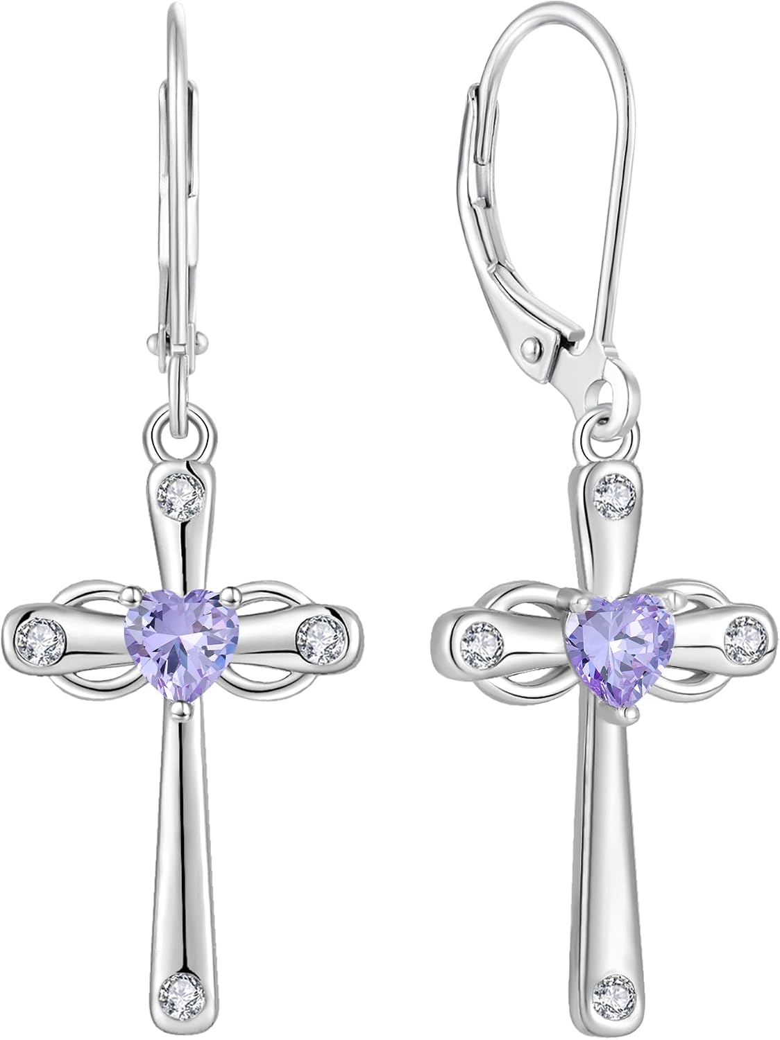Cross Earrings 925 Sterling Silver Infinity Dangle Drop Earrings for Women Religious Jewelry Cross Birthstone Earrings