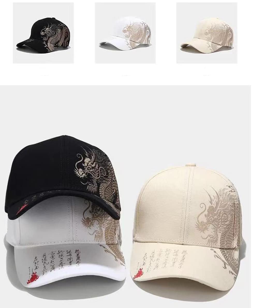 Herren Baseball Cap Baumwolle Verstellbar Drachenmuster Hip-Hop-Kappen für Männer