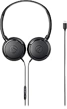 オーディオテクニカ ATH-S120C ヘッドホン オンイヤー 有線 1.2m USB Type-C コネクタ マイク WEB会議用 リモコン付 軽量 コンパクト iphone 15 ipad PC Windows Mac Android 【国内正規品】ブラック ATH-S120C BK