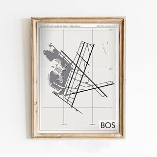 Modern Poster of Boston Logan International Airport Bos | 11x17 12x18 16x24 24x36 Unframed Print Wall Art | Minimal Traveler Gift | Minimalist Home Office Decor