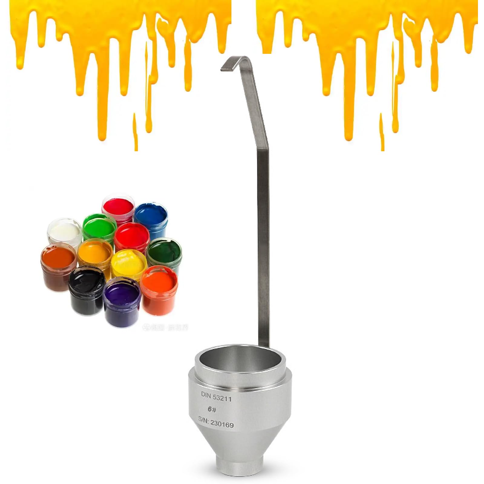Vaso de viscosidad de inmersión, vaso de viscosidad de pintura de acero inoxidable de 100 ml con boquilla de 4 mm, taza de flujo portátil para pintura, aceite, salsa de miel