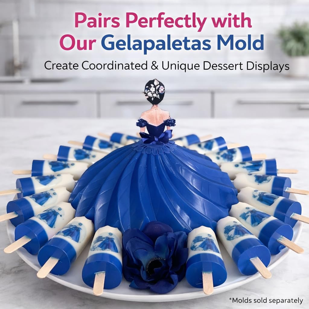 Large Spiral Princess Skirt Gelatin Mold – Molde Falda de Princesa Espiral para Gelatina – Plastic Jello Mold for Gelatin & Cold Desserts – Made in Mexico