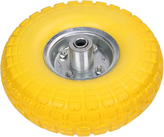 Trintion Wheelbarrow Wheel 10" 4.10/3.50-4 Pneumatic Tyre Load 300 lbs Solid Rubber Wheel Tyre Puncture Proof Replacement Wheel for Garden Cart Barrow Trolley