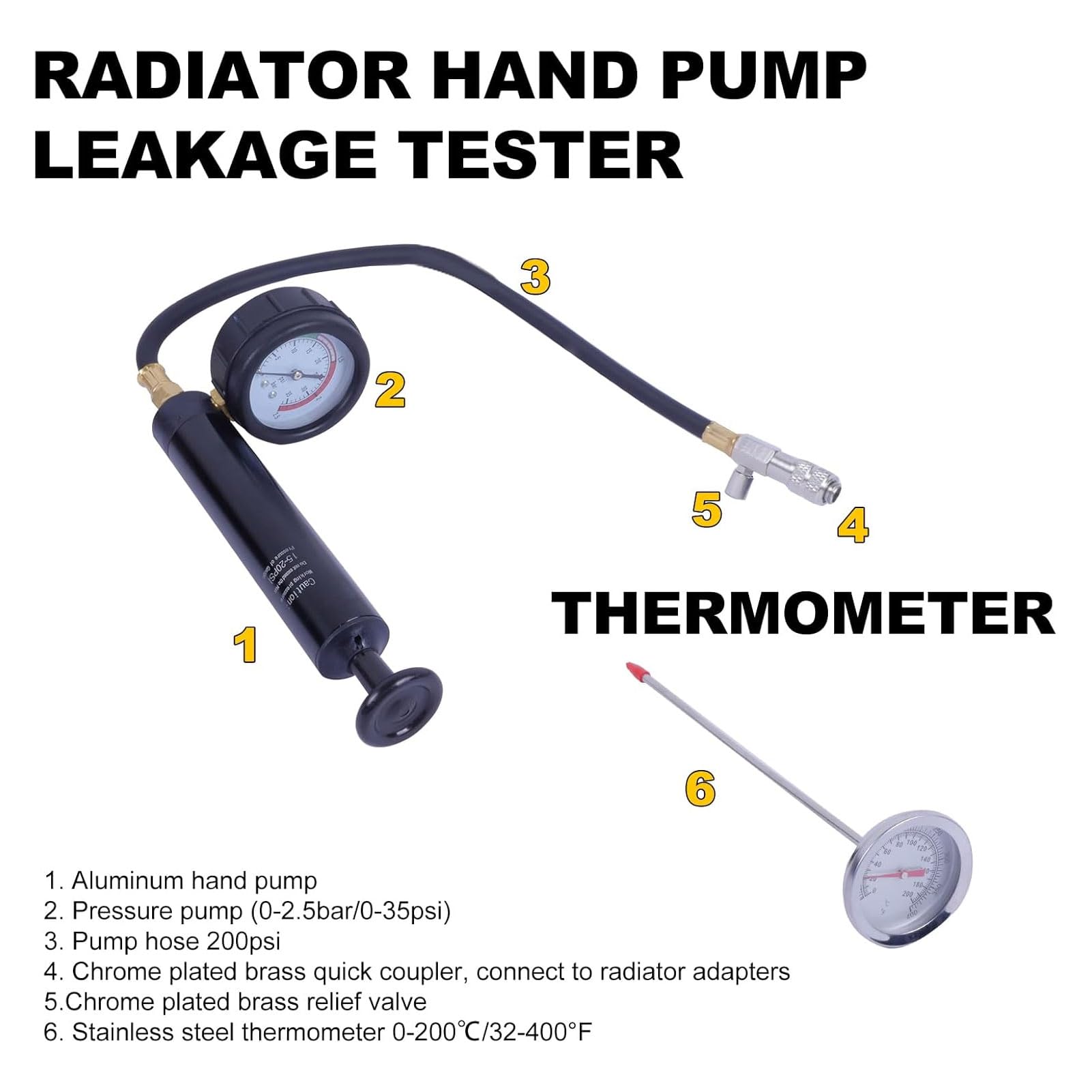 Kit de Prueba de Presión de Refrigerante, Kit de Probador de Presión de Radiador Universal de Refrigerante Multifuncional Kit de Probador de Presión de Enfriamiento para de