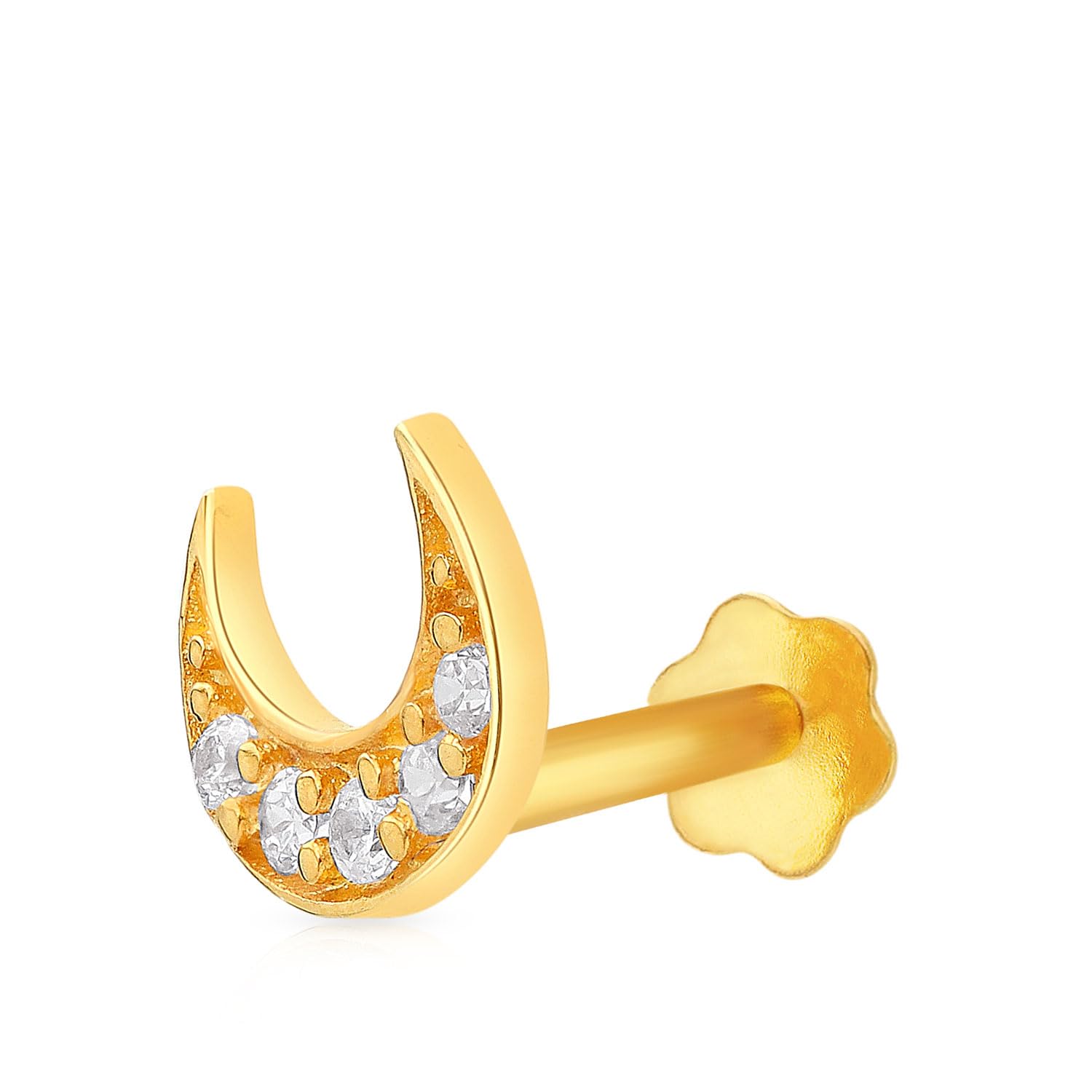Malabar Gold & Diamonds Yellow Gold Nose Pin for Women 22 k | 22k BIS Hallmark (916) Nose Stud for Women and Girls with Piercing